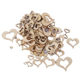 Maxbell 3mm Wooden Blank Hollow Heart Embellishments DIY Crafts 10mm-50mm 100pcs
