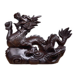 Maxbell Chinese Dragon Figurine Crafts Desktop Ornament for Home Fireplace Bookshelf Brown