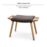 Maxbell Nordic hardwood Wood Stool, Upholstered Footstool, Entryway Shoe Bench, Small Fabric Ottoman, Multipurpose Oak Stool for Living Room, Bedroom, Vanity, Home Natural Coffee