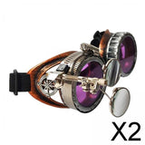 Maxbell 2xFashion Steampunk Glasses Ocular Loupe Photo Prop Colored frame Sunglasses Purple