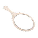 Maxbell Maxbell Antique Handheld Mirror with Embossed Rose Design for Makeup Beige