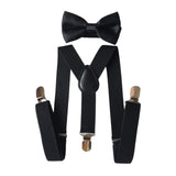 Maxbell 3xMens Suspenders with Bow Tie Y Back Braces for Formal Wear Halloween Cosplay Black