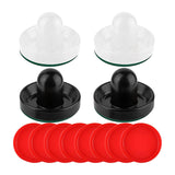 Maxbell 4 Air Hockey Pushers and 8 Pucks 2.5 inch Pucks for Family Game Tables Party Black and White