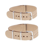 Maxbell Woven Nylon Watch Strap Wristwatch Band Stainless Steel Buckle Khaki 18/20mm