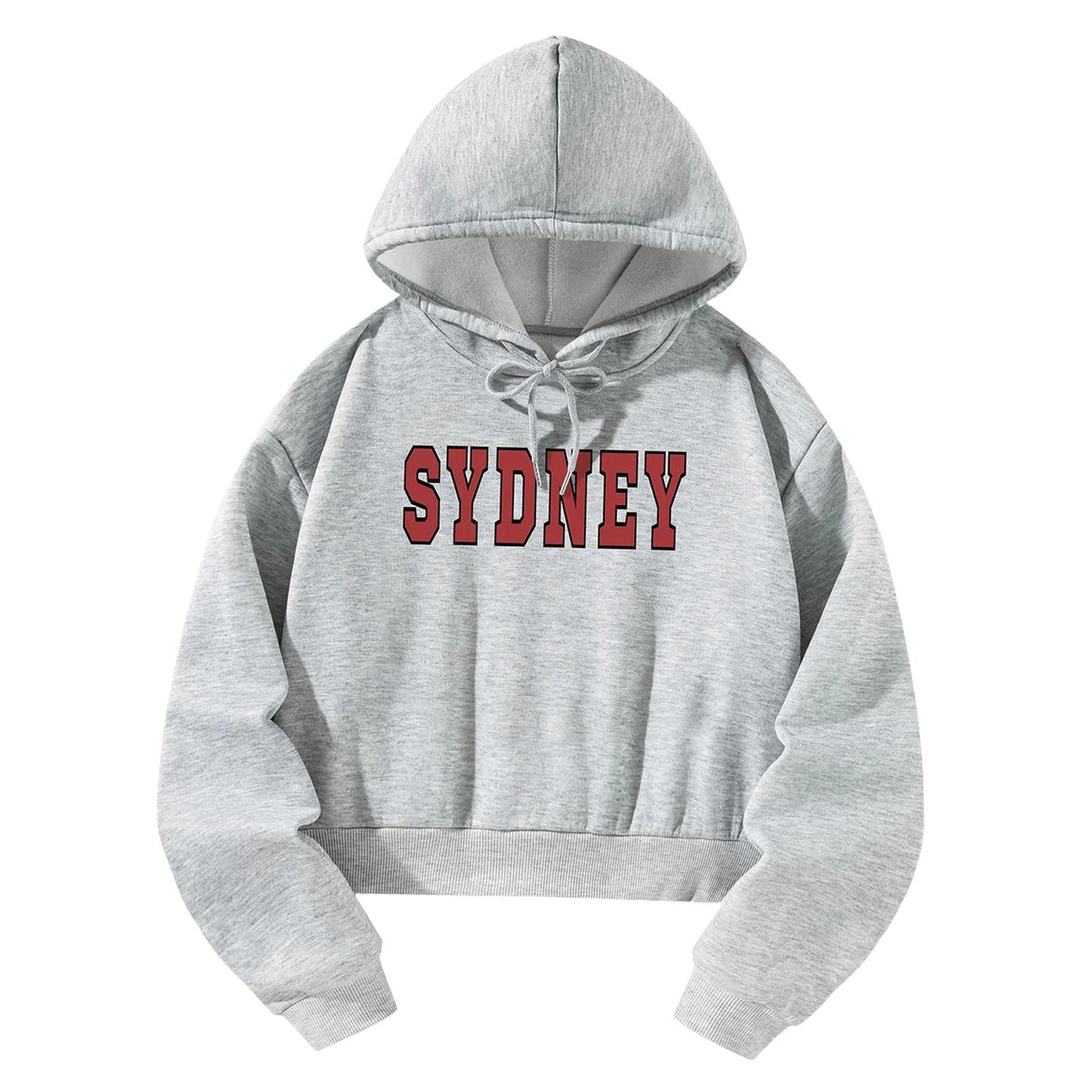 Maxbell Womens Cropped Hoodie Pullover Long Sleeve Simple Trendy Light Grey Crop Top M