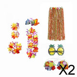 Maxbell 2xhawaiian Skirt Costume Set Fancy Dress Luau National Dress Cosplay 80cm Multicolor