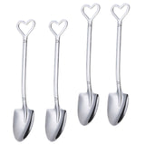 Maxbell Maxbell 4x Shovel Shape Spoons Multipurpose Serving Spoon for Restaurant Home Picnic Silver Pointed