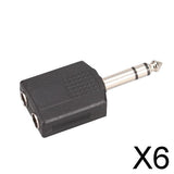 Maxbell 6x6.35mm Mono Plug Male To 2 x 6.35mm Mono Jack Audio Adapter