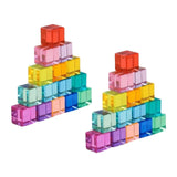 Maxbell Rainbow Building Blocks Set Rainbow Building Acrylic Cube for 3-6 Kids