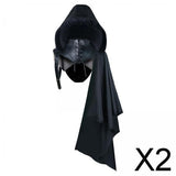Maxbell 2xUnisex Black Cape Cloak with Buckle Straps Halloween Garment Hooded Cape L