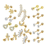 Maxbell 24 Pairs Stud Earrings Flatback Gifts Barbell for Men Women Gold and Silver