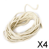 Maxbell 4xNatural 100% Cotton Braided Rope Cord for Bag Handle Pulley Beige