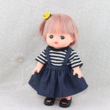 Reborn Doll Striped T-shirt Suspender Dress & Hair Ring for 25cm Mellchan Dolls Dress Up Accs - Aladdin Shoppers