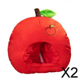 Maxbell 2xBreathable Plush Apple Hat Cap Headdress for Birthday Party Carnival Holiday
