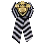 Maxbell Pre-tied Bowknot Brooch Fabric Bow Tie Men Wome British Badge Black Stripe - Aladdin Shoppers