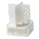 Maxbell Desk Organizer with Drawer Stationery Storage Box for Countertop Home Office White