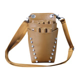 Maxbell Hairdressing Scissors Bag PU Leather Waist Bag for Salon Barbers Brown
