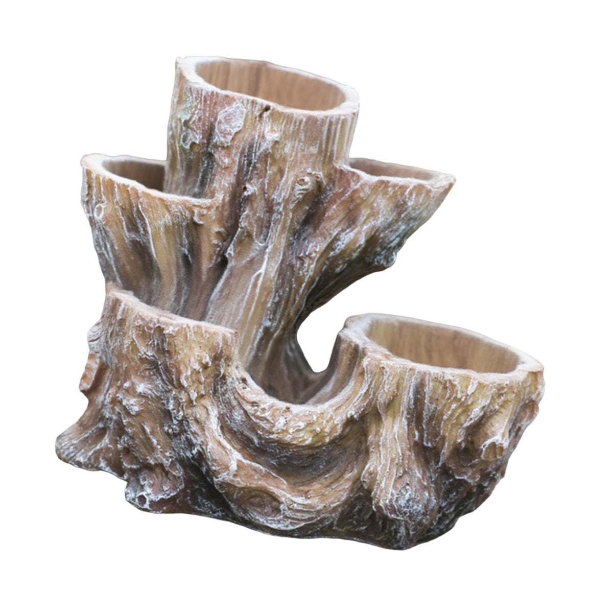 Tree Stump Flower Pot Decorative Gift Flower Vase for Garden Kitchen Desktop White