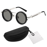 Maxbell Adjustable Polarized Sunglasses Rounded Glasses for Beach Outdoor Activities black silver