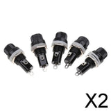 Maxbell 2x5 Pieces AC 125V/15A 250V/10A Screw Cap Panel Mounted 5x20mm Fuse Holder