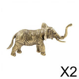 Maxbell 2x Brass Elephant Figurines Collectible Copper Sculptures for Indoor Office