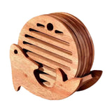 Maxbell Fish Shape Wooden Coasters Set Craft for Table Centerpiece Party Kitchen Light Brown