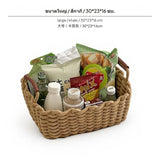 Maxbell 1 Large Handmade Woven Cotton Rope Storage Basket, Japanese Rectangular Organizer Bin with Brown Handles, Gray Decorative Box for Living Room, Bathroom & Desktop Large Khaki