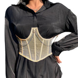 Maxbell Maxbell Sexy Women Corset Belt See Through Blouse Waist Chain Cinch Girdle Apricot L