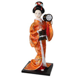 Maxbell 12inch Japanese Kimono Geisha Doll Kokeshi Handicraft Home Decoration Orange Clothes - Aladdin Shoppers