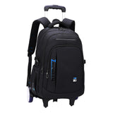 Maxbell Rolling Backpack Portable Nylon Trolley Suitcase for Business Travel Camping Blue 2 Large Wheels