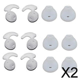 Maxbell 2x6 Pairs Silicone Gel Earbuds Eartips Caps for Samsung Galaxy S6 S7 White