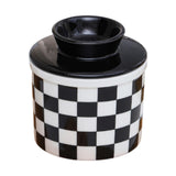 Maxbell Butter Crock Porcelain Kitchen Storage Container for Fresh Spreadable Butter Square Grid