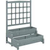 2-Tier Raised Garden Bed with Trellis, Wooden Elevated Planter Box with