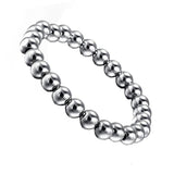 Maxbell Women 8mm Stainless Steel Round Beads Charm Elastic Bracelet Bangle Silver - Aladdin Shoppers