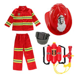 Maxbell Kids Firefighter Costume Suit Fireman Pretend Play Toy for Festival Carnival helmet