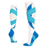 Maxbell 1 Pair Knee High Compression Socks Running Sport Stcok Ankle White Blue XXL - Aladdin Shoppers