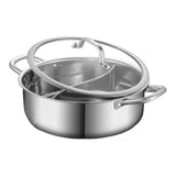 Maxbell Shabu Shabu Hot Pot with Divider Cooking Gas Stockpot for Home Camping Party 26cm