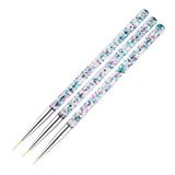 Maxbell Maxbell 3pcs Nail Art UV Gel Polish Painting Brushes Drawing Detailing Brush Silver