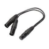 Maxbell 4x3 Pin XLR Audio Cable Female to 2 Male Y Splitter Adapter 1ft black