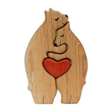 Bear Family Wooden Art Puzzle Wooden Sculpture for Gift for Family Christmas 2 bears