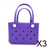 Maxbell 3xBeach Tote Bag Handbag Washable Hole Beach Handbag for Shopping Outdoor Boat Purple