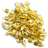 Maxbell 2x100 Pcs Folding Crimps Cord Thong End Connectors 10mm Gold