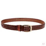 Maxbell 2pcs Men Woven Hollowed-out Adjustable Waist Belts Waistbands Light Coffee