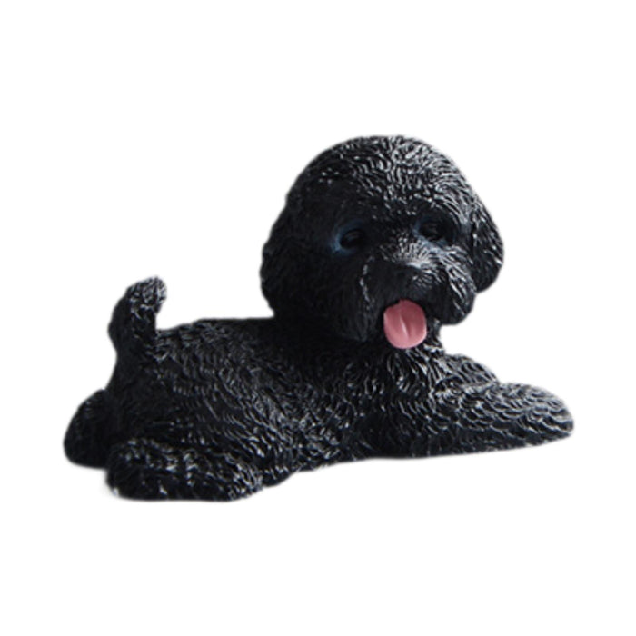 Dog Miniature Figurine Mini Animal Statue for Bedroom Shelf Living Room Black Lying