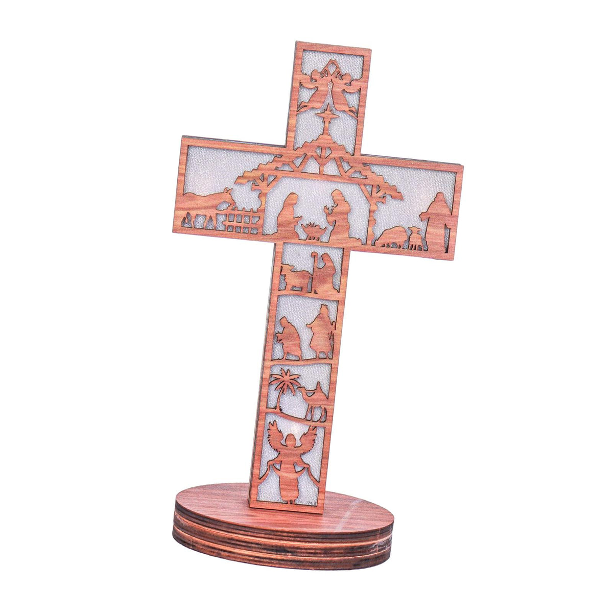 Maxbell 3D Christmas Wooden Nativity Scene Ornament Creative for Fireplace Desk Home