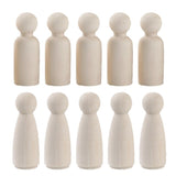 Maxbell 10 Pieces Well Sanded Plain Wood Peg Dolls Wooden Figures Female / Males Diy Craft Decor Toys - Aladdin Shoppers