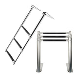 Maxbell Marine Boat Ladder 3 Step Dock Ladder Boating Deck Ladder Telescoping Ladder
