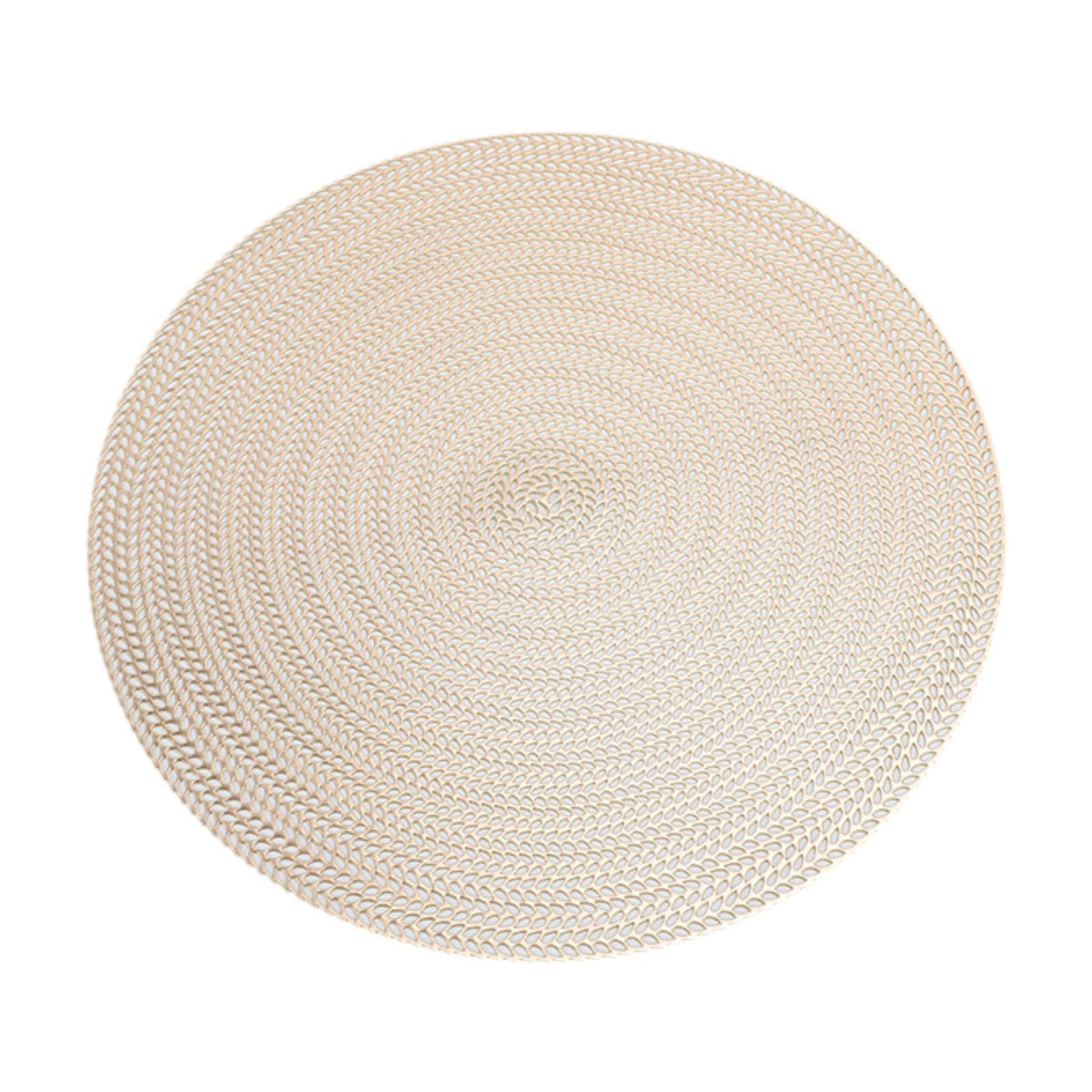 Maxbell Round Woven Placemat PVC Table Mat for Dining Table Countertop Table Setting Golden