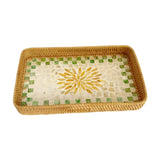 Maxbell Rattan Woven Basket Multi Use Organizer Serving Tray for Home Pantry Kitchen 36x23x4cm
