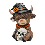 Maxbell Highland Cow Statue Resin Tabletop Ornament for Bedroom Living Room Entrance Style B